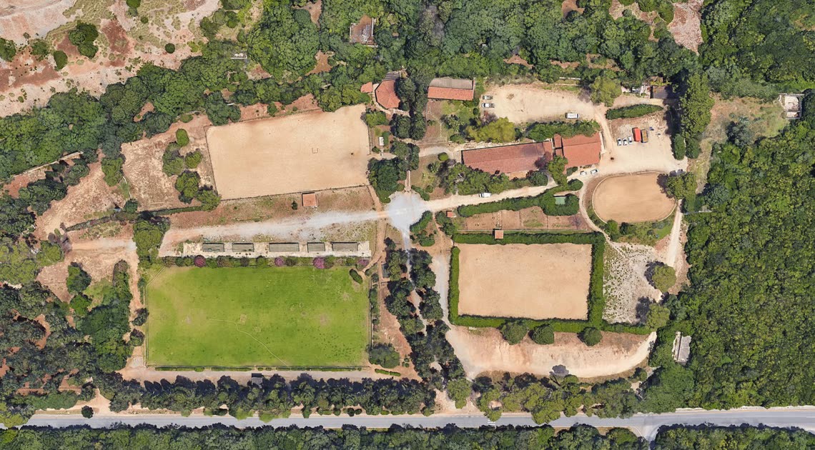 Vista aerea del Campo della Favorita con i punti numerati della legenda